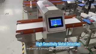 Detector de metales industrial compacto con sistema transportador