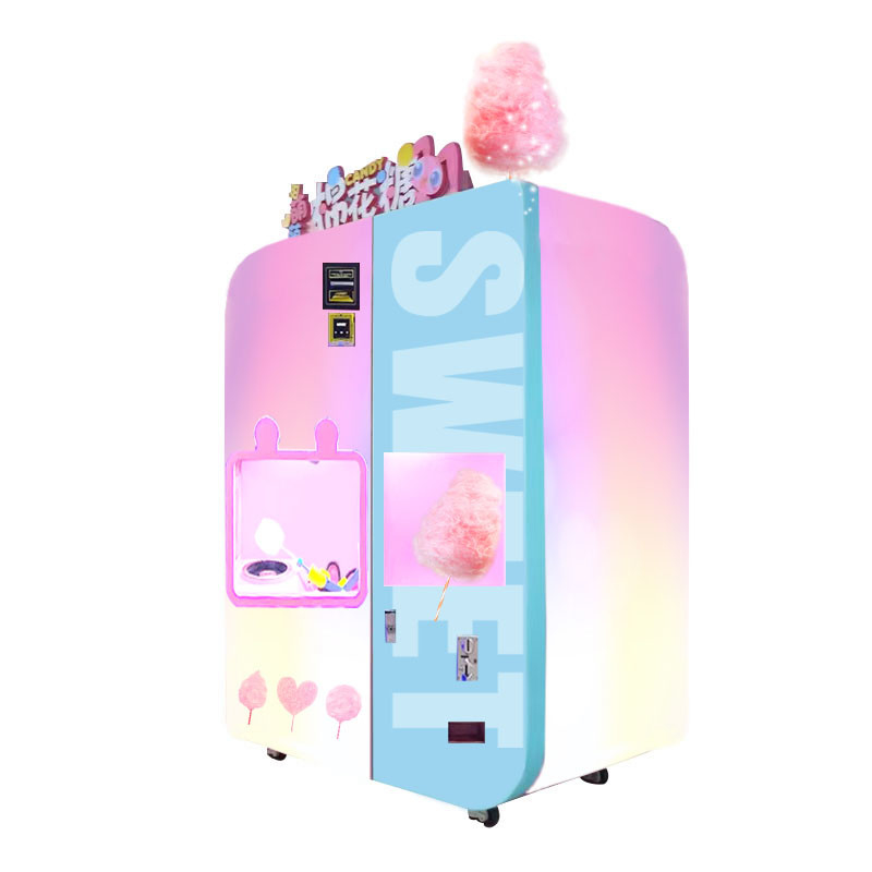Máquina de venta de caramelos de algodón eléctrico de color rosa con pantalla táctil de 21,5 pulgadas y horno de microondas desarrollado por nosotros Discount disponible