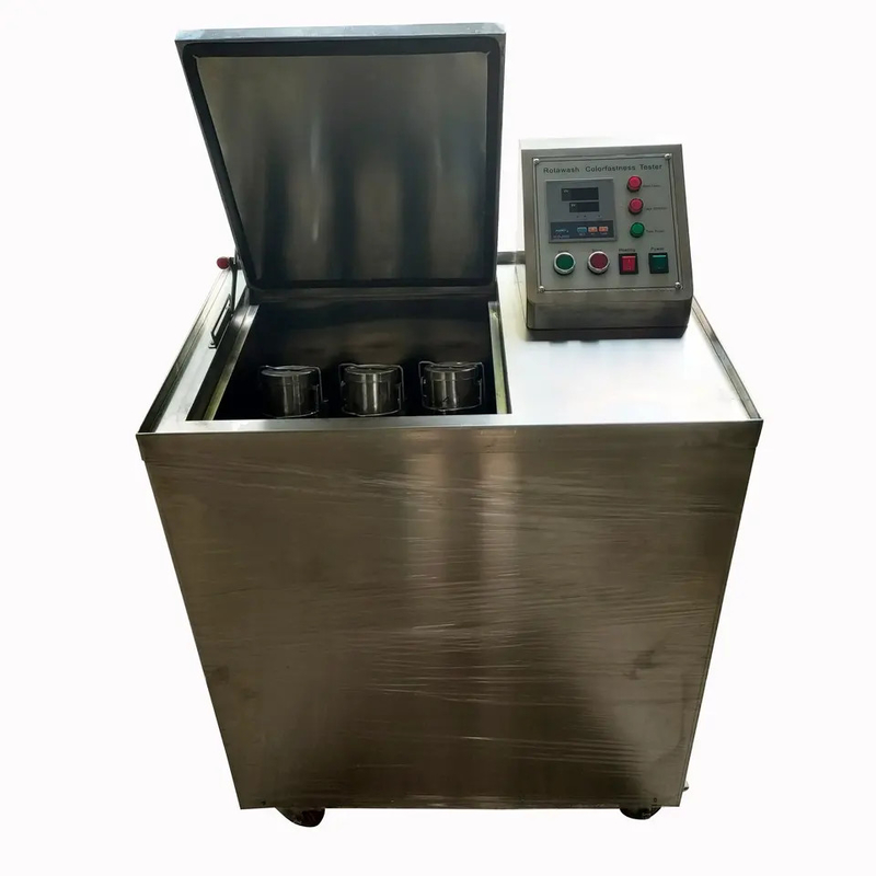 Máquina de alta resistencia de color Rotawash para pruebas de textiles con cuerpo de acero inoxidable y tiempo de funcionamiento ajustable