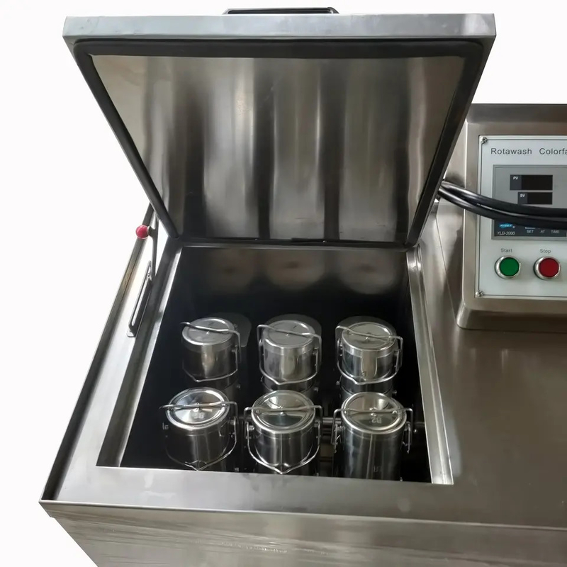 Máquina de alta resistencia de color Rotawash para pruebas de textiles con cuerpo de acero inoxidable y tiempo de funcionamiento ajustable