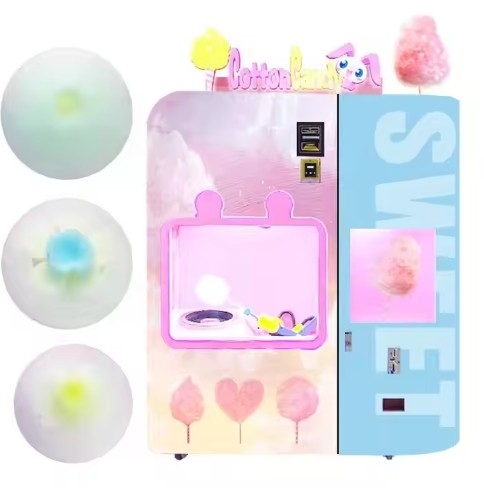 Venta de alimentos sin esfuerzo con la máquina expendedora de algodón dulce 121-200 porciones 21.52 pulgadas pantalla táctil