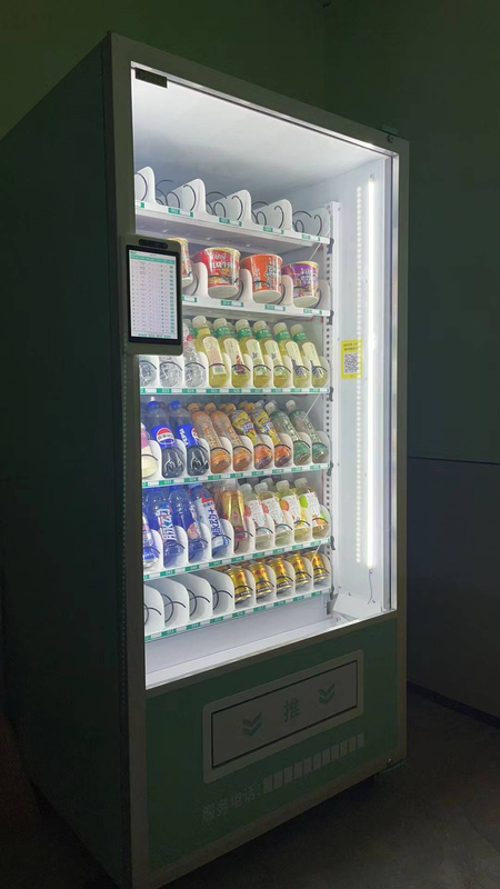Máquina de venta de autoservicio para aeropuertos que ofrece viajes - bocadillos y bebidas amigables