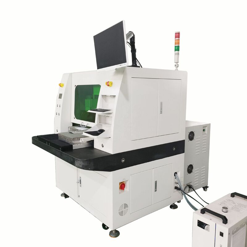 Máquina de enrutamiento y perforación de PCB con distancia de desplazamiento de 350 mm * 300 mm, relación de resolución de 0,5 µm y potencia de salida láser de 15 W