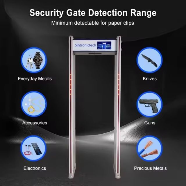 Paseo a través del detector de metales puerta de seguridad entrada puerta de detección de metales precio de fábrica