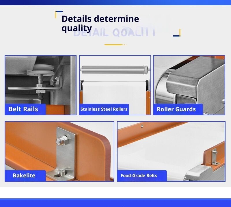 Detector de metales de calidad alimentaria con sistema de rechazo de alarma de sonido y luz para el control de calidad