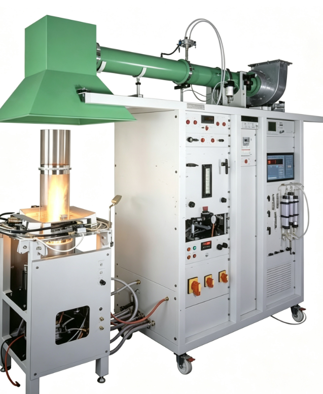 Aparato de propagación de fuego ASTM E2058 con quemadores de caja de arena de propano de 31 kW para medir la tasa de liberación de calor