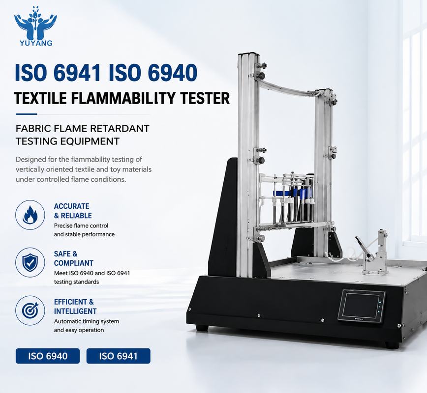 Equipo de ensayo de inflamabilidad para materiales textiles y de juguete ISO 6941 ISO 6940 Probador de retardante de llama de tejidos