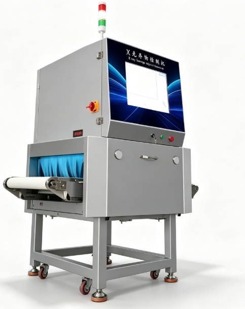 Máquina detectora de rayos X de seguridad alimentaria de acero inoxidable para inspección de envases de carne, marisco y aperitivos