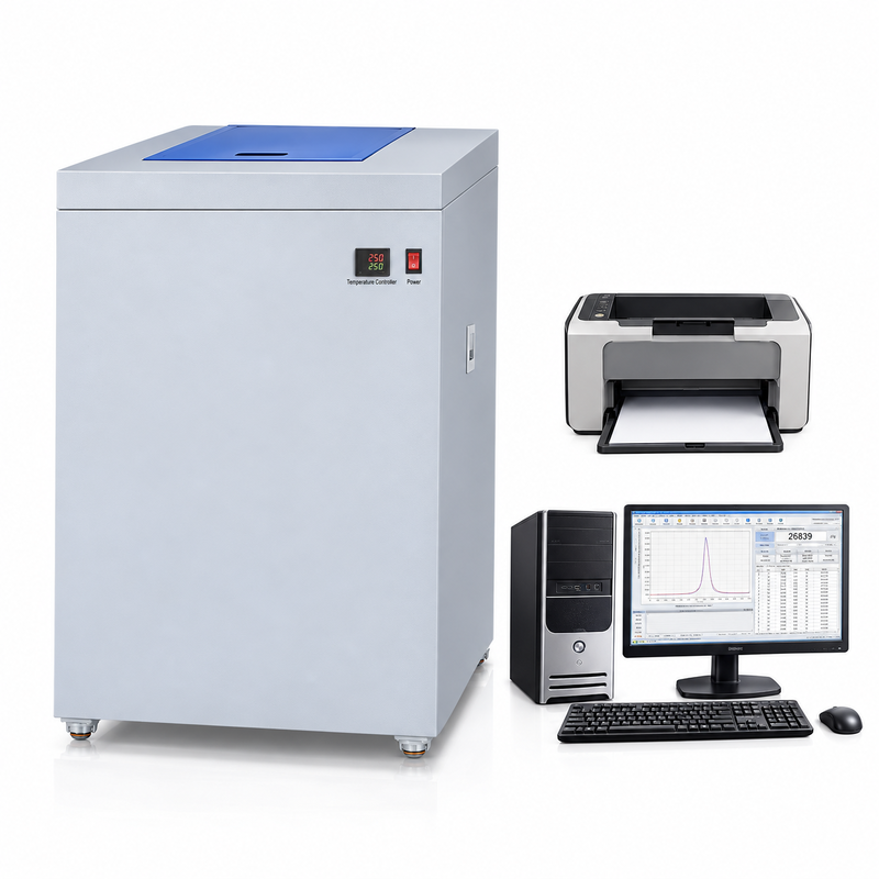 Máquina de ensayo del valor calórico bruto conforme a la norma ISO 1716 con un volumen de bomba de 300 ml y una resolución de temperatura de 0,0001 °C