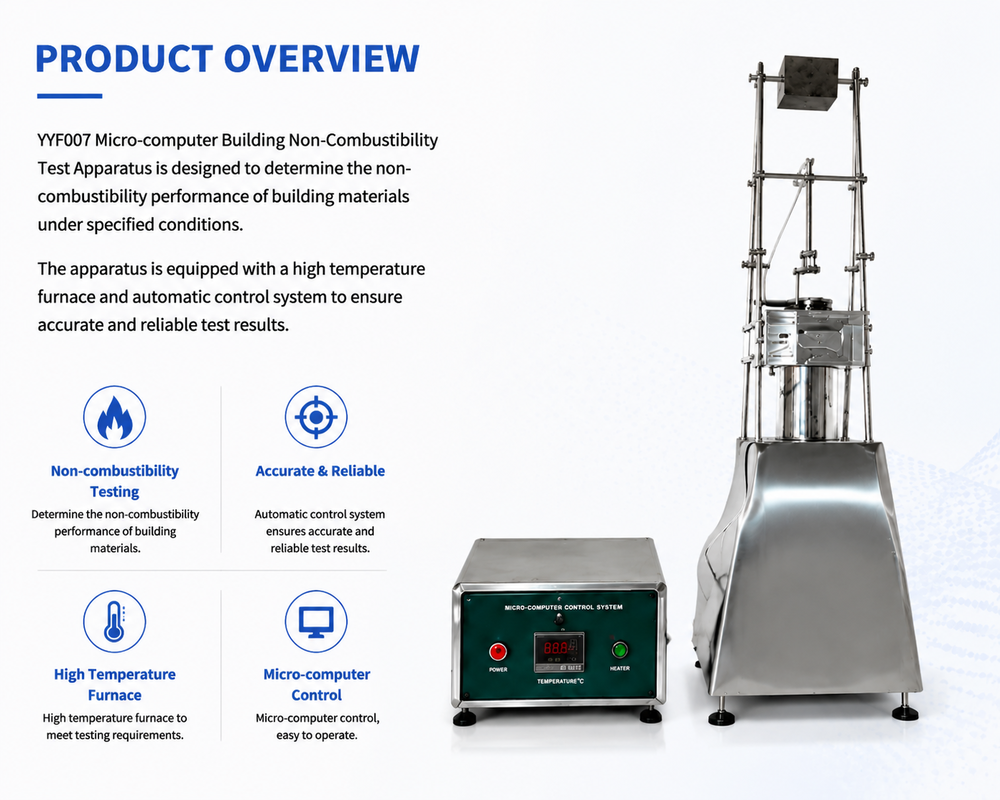 Aparato de prueba de no combustibilidad con control de microordenador conforme a EN ISO 1182 con resistencia al calor de 1600 °C