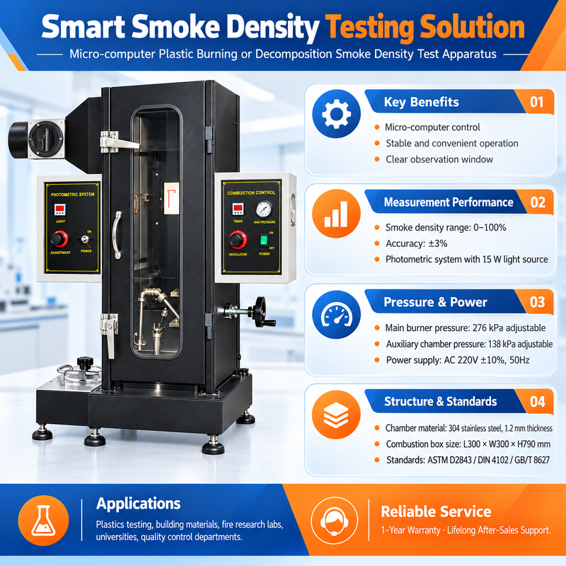 Plastic Burning & Decomposition Smoke Density Testing Machine, Photometric Smoke Density Test Equipment for Fire Safety Performance Evaluation