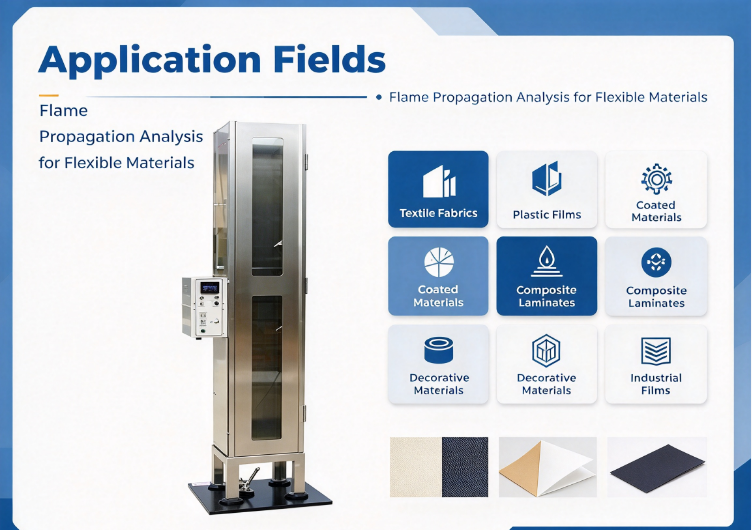 Laboratory Flame Propagation Testing Machine for Heavy Weight Fabrics and Plastic Films