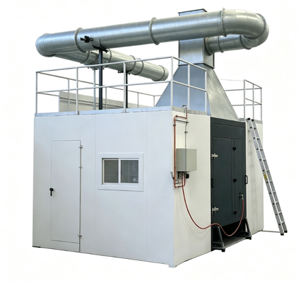 Aparato de prueba de artículo único en combustión conforme a EN 13823 con quemadores de propano de 31 kW y medición de densidad de humo integrada